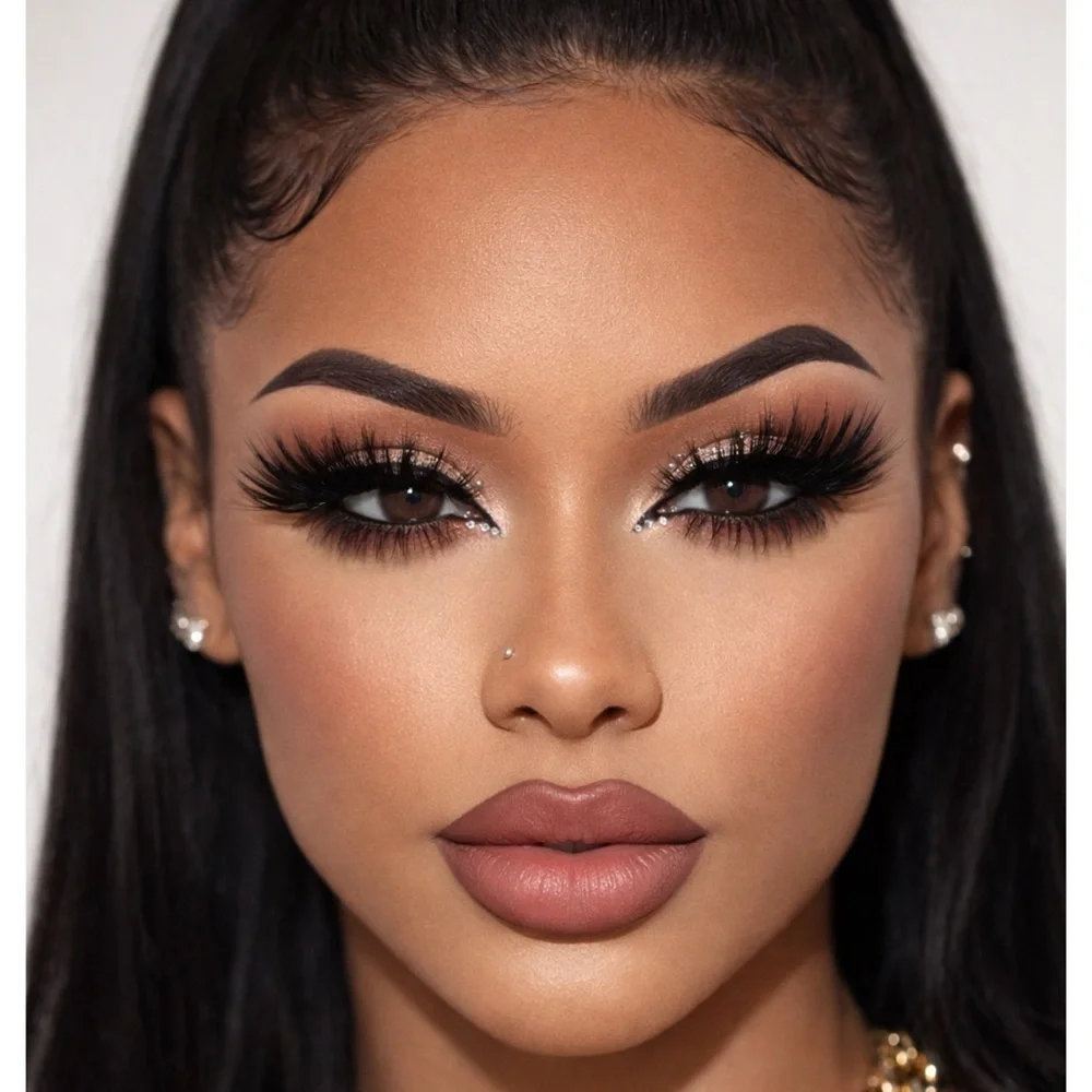 Dramatic Black False Eyelashes Wispy Fluffy Full Strip Lashes